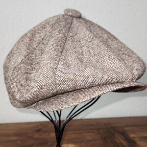 Oversized Vintage Gatsby Style Brown Tweed Hat